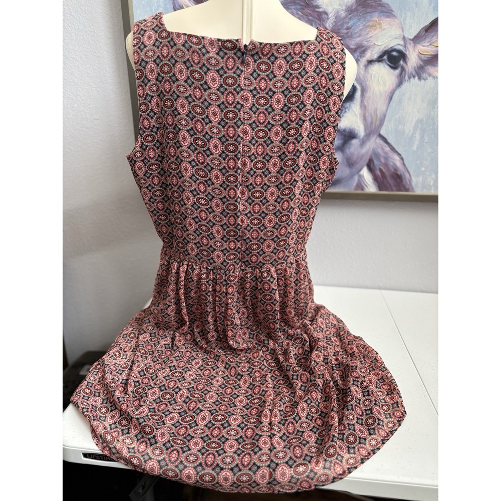 Sami + Dani Women's Large Orange Blue‎ Boho Chiffon Square Neck Sleeveless Dress - Picture 3 of 16